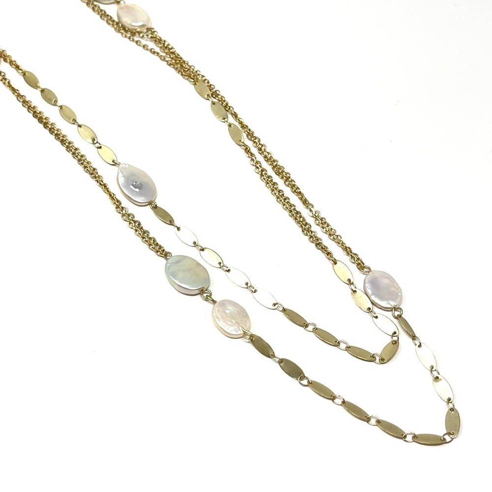 New Anthropologie Layered Gold Pearl Necklace